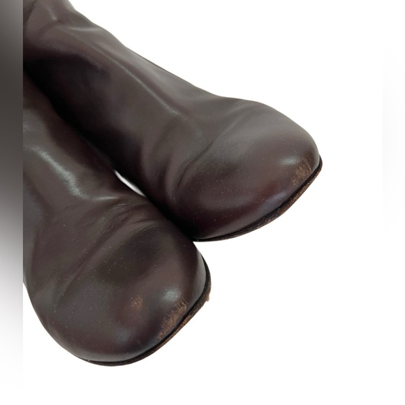 AGL Classic Brown Genuine Leather Ankle Boots Rounded Toe Heel 38.5 8.5 - Picture 6 of 13
